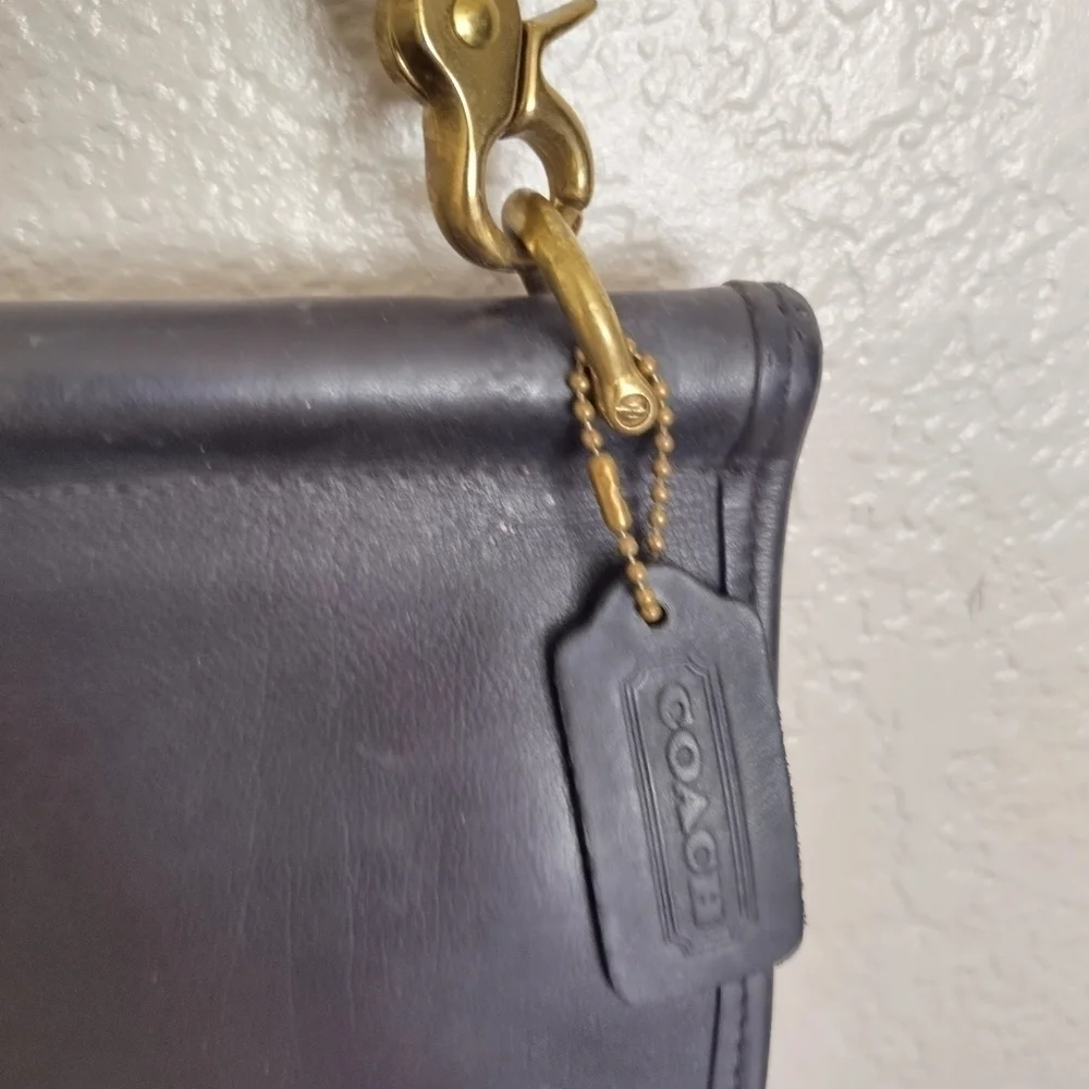 VINTAGE COACH BEEKMAN BLACK LEATHER BRIEFCASE MESSANGER SHOULDER BAG #G5C-5266